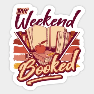 Retro My Weekend Is Booked // 90s Style Book Lover Sticker